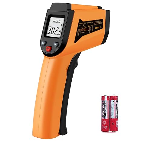 Laser Infrared Thermometer Non-Contact Digital Temperature Gun,-50C to 400C(-58F to 752F) IR Thermometer for Industrial,Kitchen Cooking,Ovens (Orange)