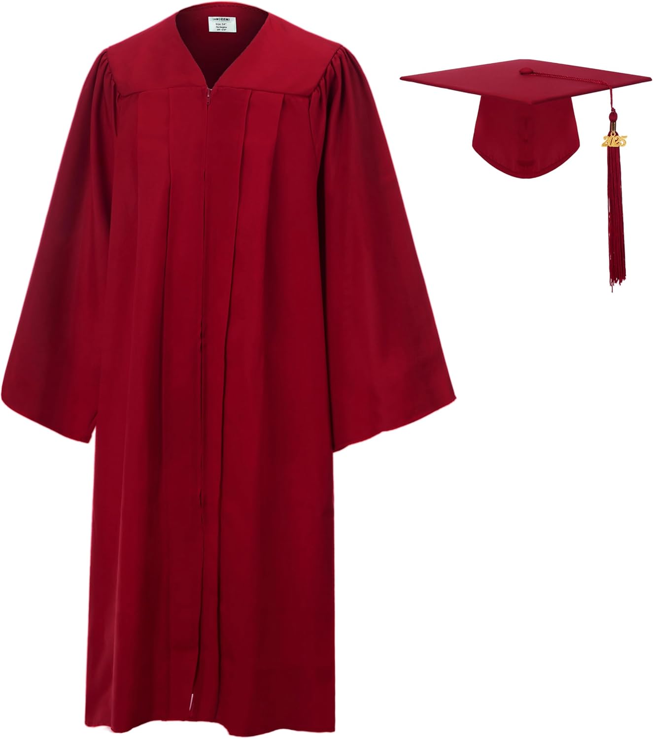 SAMDEEMI Unisex Adult Matte Graduation Gown Cap Tassel Set 2025 for High School and Bachelor 10 Colors