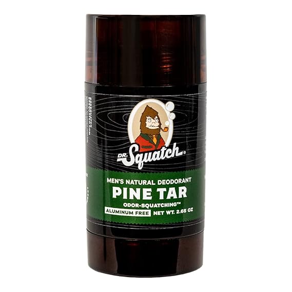 Dr. Squatch Natural Deodorant for Men Odor-Squatching Men's Deodorant Aluminum Free - Pine Tar 2.65 oz (1 Pack)