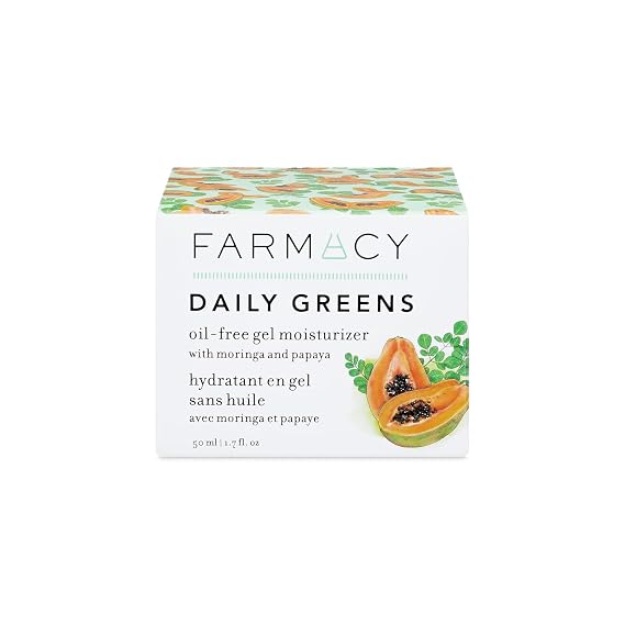 Farmacy Daily Greens Oil Free Face Moisturizer - Gel Moisturizer for Oily Skin with Polyglutamic + Hyaluronic Acid - Light Facial Moisturizer to Minimize Pores + Control Shine - Fragrance Free (50ml)