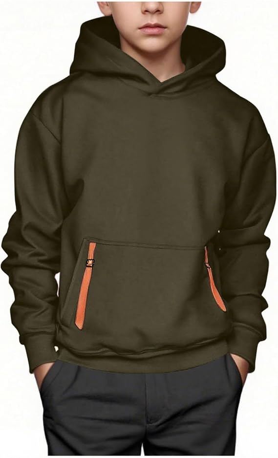 Boys Sweatshirts Long Sleeve Fleece Hoodie Thick Fashion Plain Hooded Pullover For Teens Fall Kids Clothes