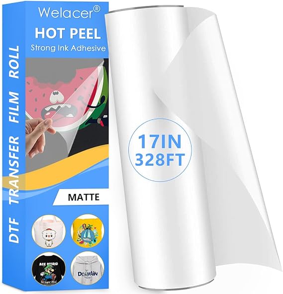 DTF Transfer Film Roll 17"x328FT,Double-Sided Matte Pretreat Film
