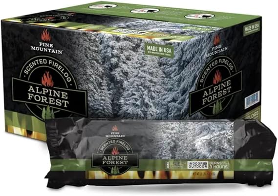 Pine Mountain Alpine Forest 3-Hour Fire Log, 4 Firelogs Total, 15.2 LB