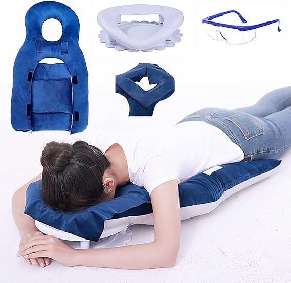 Reversible Face Down Pillow for Eye Surgery Recovery - Height Adjustable Stand & 3 Chest Pads for Vitrectomy, Macular Hole, and Retinal Detachment Patients