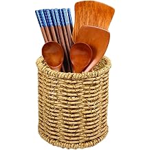 Generisch Faux Rattan Desk | Woven Pen Holder for Desk | Pen Storage Cup - For Home, Office, School, Classroom, Study Room, Studio, Dressing Table