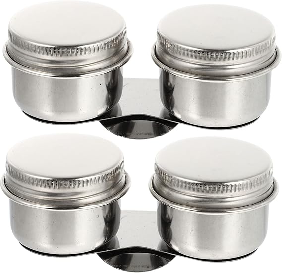 2Pcs Stainless Steel Paint Brush Washer Pot Versatile Oil Palette Cup for Water Turpentine and Solvents for Artists for Cleaning Brushes and Mixing Colors