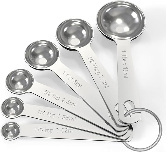 Measuring Spoons Set,6 Pcs Heavy Duty Stainless Steel Measuring Spoons, Tablespoon Teaspoon for Dry or Liquid Ingredients, for Coffee/Baking or Cooking Ingredients Measuring