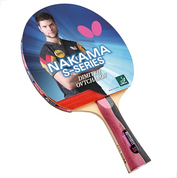 Butterfly Nakama S-5 Table Tennis Racket ITTF Approved Butterfly Ping Pong Paddle Carbon Ping Pong Paddle Table Tennis Rubber and Thick Sponge Layer Ping Pong Racket 2 Ping Pong Balls Included
