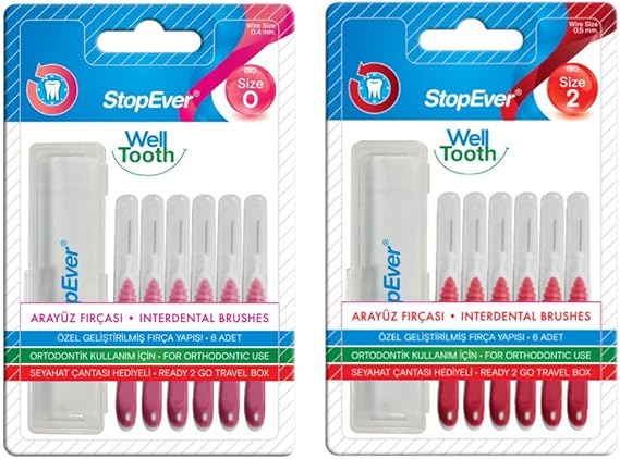 StopEver Arayüz Fırçası Pembe Size O 0.40 mm ve Arayüz Fırçası Kırmız Size 2 0.50 mm