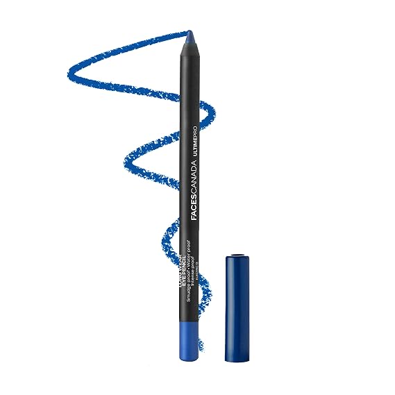 FACESCANADA Longwear Eye Pencil, 5 Bright Color Shades, Smudge Proof, Waterproof, Intense Color, One Stroke Smooth Color, Made In Germany, Peta Approved, Electric (Blue),0.04 Oz