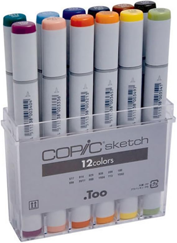 Copic Sketch Marker Set-Basic Colors-12 Pieces