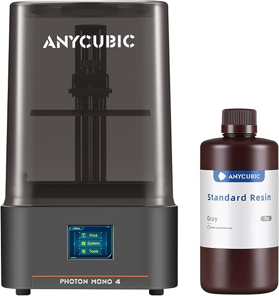 ANYCUBIC Photon Mono 4 and Standard 3D Resin Grey 1KG, Resin 3D Printer Bundles