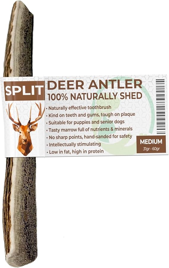 Primary Pets Premium Pet Supplies SPLIT Antlers for Dogs, Size Medium, Naturally Shed, Sustainable, Deer Antlers for Dogs, Dog Toys, Dog Treats