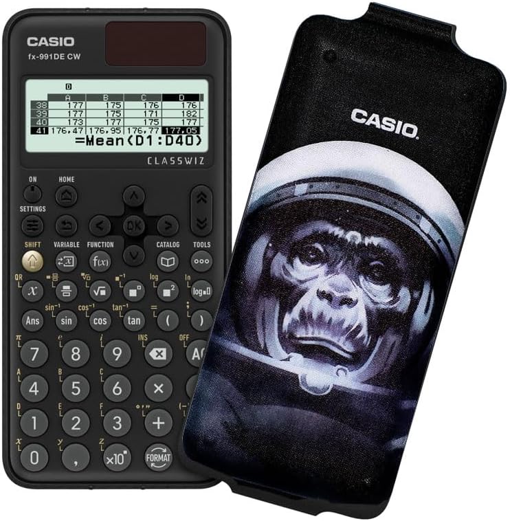Casio FX-991DE CW ClassWiz Technical Scientific Calculator with Art Case Space Monkey German Menu Guide Limited Edition