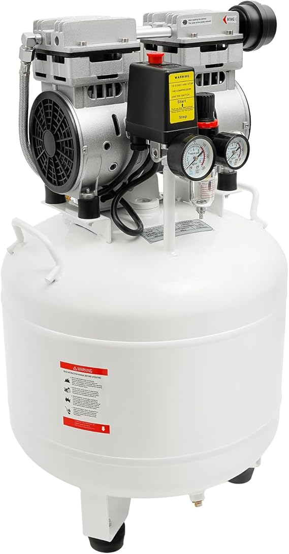 750W Silent Air Compressor, 40L Oilless Dental Medical Air Compressor Device Portable Dental Medical Equipment 165 (L/Min) Air Volume 8 Psi