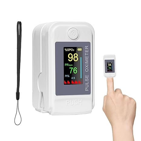 Oxygen Monitor Finger Adults, 1 Pcs White Pulse Oximeter, Sats Monitor with Led Display, Heart Rate and Pi Monitoring, Suitable for Home Healthcare (White)