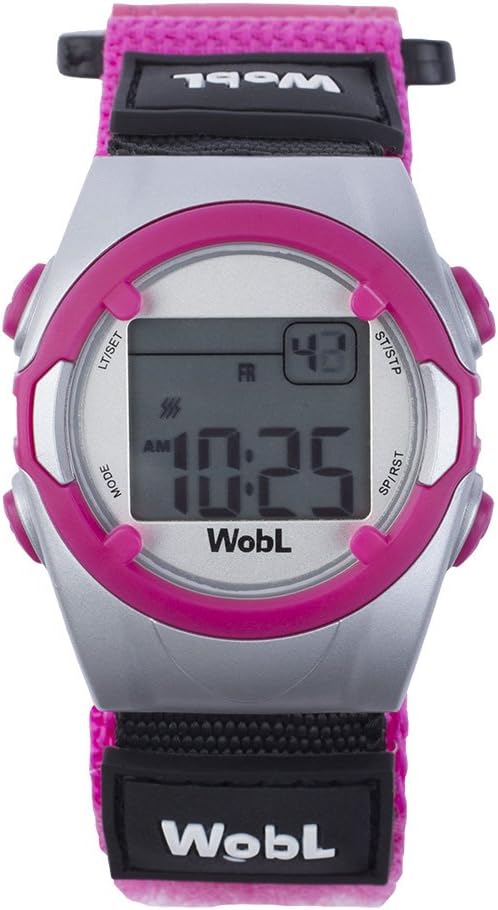 WobL Vibrating 8-Alarm & Repeating Countdown Timer Watch, Medication/Sports/Meetings/Potty Reminders, Pink