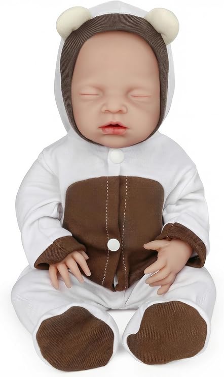Vollence 18 inch Sleeping Silicone Baby Dolls Girl Weighted 2.98 kg,[NOT Vinyl],Silicone Full Body Reborn Lifelike Real Life Realistic Newborn Soft Babies with Feeding Kit & Gift Box for Kids Age 3+