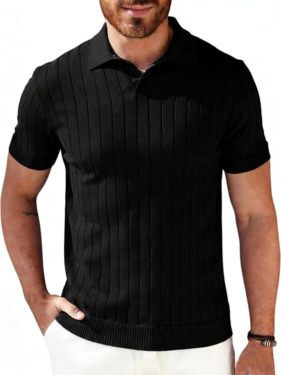OYOANGLE Men's Knit Polo Shirts