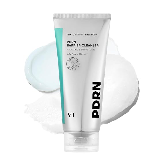 VT COSMETICS PDRN Barrier Cleanser, 6.76 fl.oz | Gentle pH Balanced, PDRN, Ceramides & Panthenol, Hydrating Micro Foam, For Sensitive Skin, Deep Cleansing Without Dryness