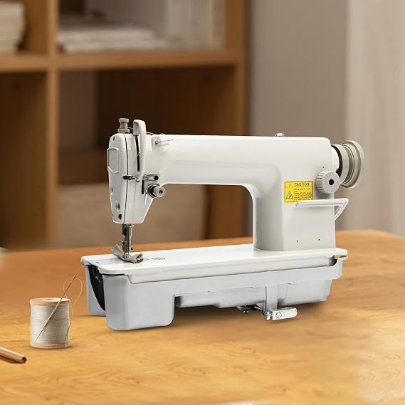 Industrial Sewing Machine, Electric Industrial Leather Sewing Machine, Heavy Duty Straight Stitch Sewing Machines, 8700 Head, for Clothes, Shoes, Bags, Dolls, 48x18x25cm, White
