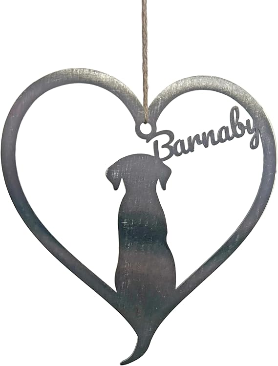 Personalised Dog Silhouette Steel Heart Garden Gift for Dog Lovers