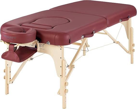 Master Massage EvaMobil Massage Table Pregnancy Bed Folding Beauty Bed Belly Hole Abdominal Pillow with Carry Bag Burgundy Red 76 cm