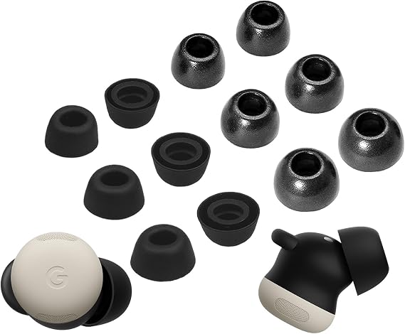 A-Focus [6 Pairs] Pixel Buds Pro 2 Memory Foam & Silicone Ear Tips, Soft Replacement Comfortable Earbuds Eartips Gel Compatible with Google Pixel Buds Pro 2 Black