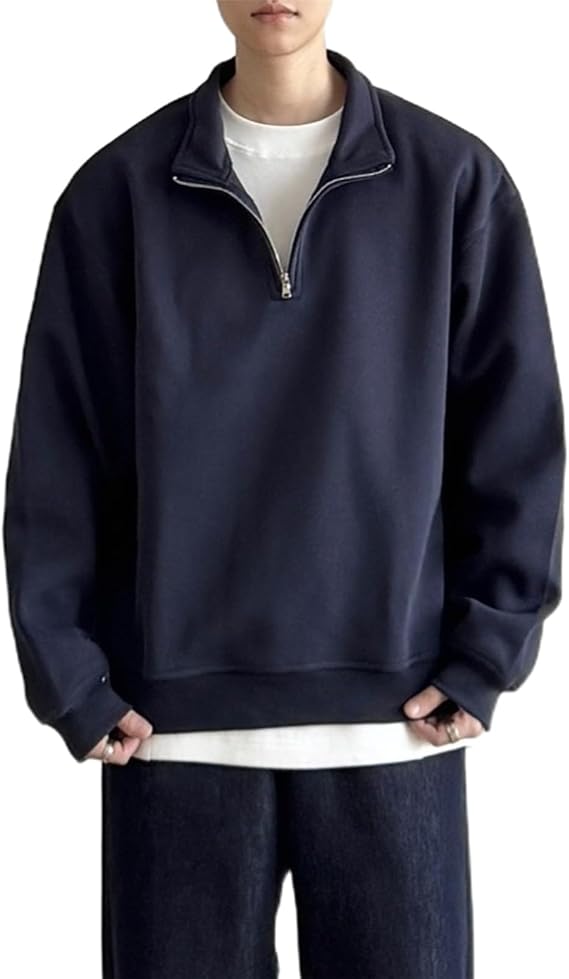 Men's Casual Pullover Long Sleeve Quarter-Zip Sweatshirt