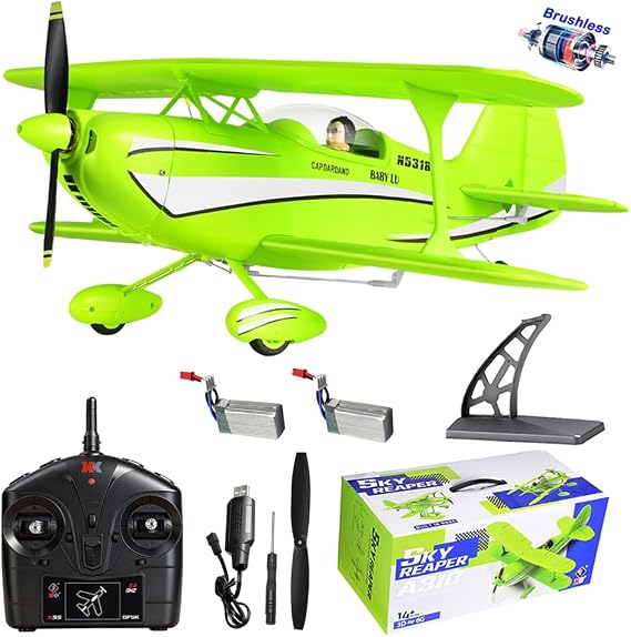 GoolRC Brushless RC Plane, WLtoys XK A310 RC Airplane, 4 Channel Remote Control Airplane, 2.4GHz RC Aircraft Fighter Jet Glider with 6 Axis Gyro and 3D Aerobatic, 2 Batteries for Adults