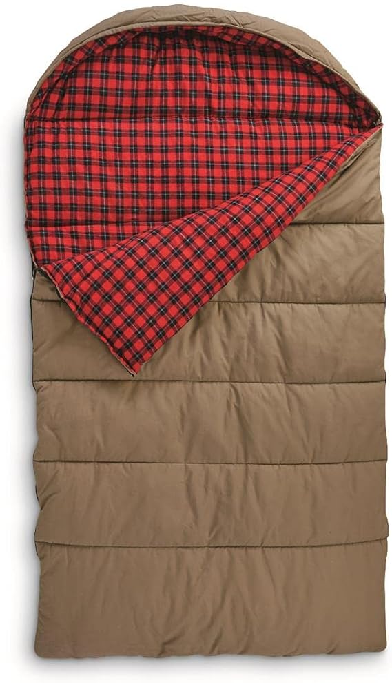 Guide Gear Canvas Hunter 0-Degree Double Sleeping Bag for Adults and Kids 2-Person Warm Winter Cold Weather Lightweight Portable for Camping, Backpacking, Hiking, Outdoors