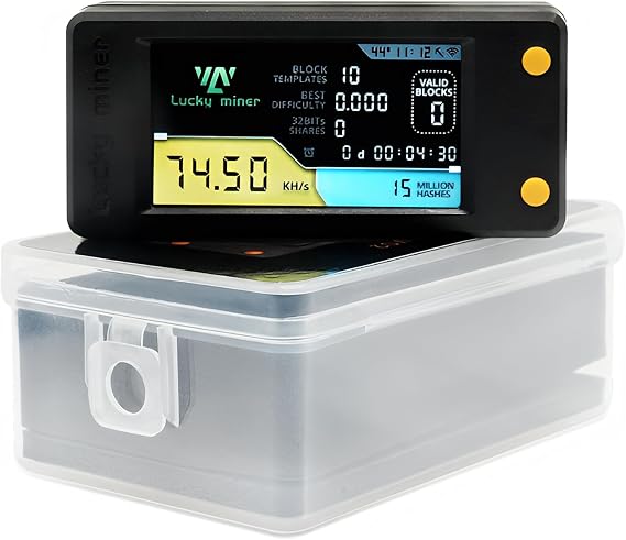 Lucky Miner LV02 78KH/s ASIC Crypto Miner Machine with 1W Low Power Consumption, USB Bitcoin Miner & WiFi Connectivity Plug-and-Play Solo Lottery Miner for Home Mining, Blockchain Learning