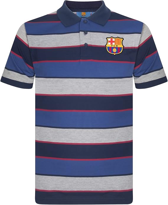 FC Barcelona Official Soccer Gift Mens Striped Polo Shirt