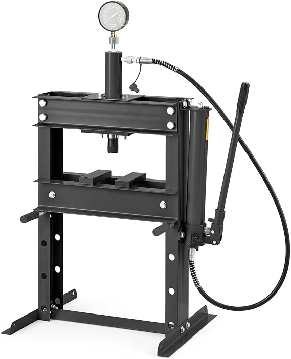 10T Hydraulic Press, Heavy Duty 10 Ton h-Frame Garage Hydraulic Shop Press, Adjustable Worktable & Plates, for Metal Bending, Straightening