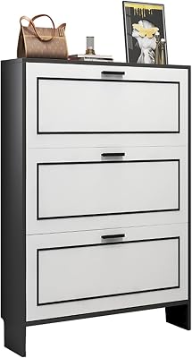 ARMERI Shoe Cabinet for Entryway, Shoe Storage Cabinet with 3 Flip Drawers, Slim Hidden Entryway Cabinet Shoe Rack Organizer, Wooden Shoe Cabinet for 24 Pair of Shoes,B,6017118cm246.746in