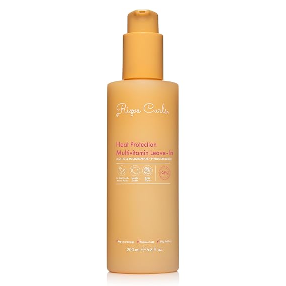 Rizos Curls Multivitamin Leave-In Heat Protection Up to 450F Strengthen, Repair & Add Shine to Straight, Wavy, Curly, Coily Hair Types 1a4c Sulfate & Paraben Free