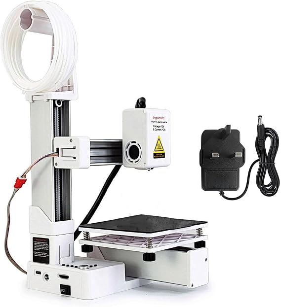 FDM Mini 3D Printer for Beginners, Compact 3D Printing Machine with High Accuracy Fast Heating, Quick Assembly, Easy for Kids, Print Size 4 x 4 x 4 Inch (White)