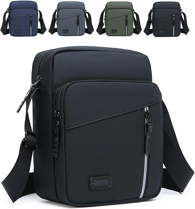 Men's Shoulder Bag Crossbody Bag Large Business Messenger Bag | Multi Pockets Casual Chest Sling Bag with Zipper and Adjustable Strap for Working Business Travel, Oxford&Polyester