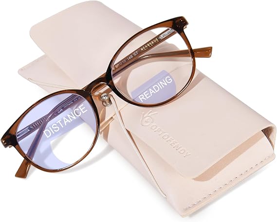 Bifocal Reading Glasses for Women, TR90 Round Clear Top Readers | Round, Blue Light Computer Readers with Spring Hinge