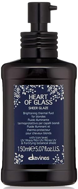Davines Heart of Glass Sheer Glaze, Brightening Thermal Leave-In Fluid for Blonde Hair - Hydrates, Protects from UV/Heat & Adds Shine with Fortifying Botanical Shield, 5.07 Fl Oz