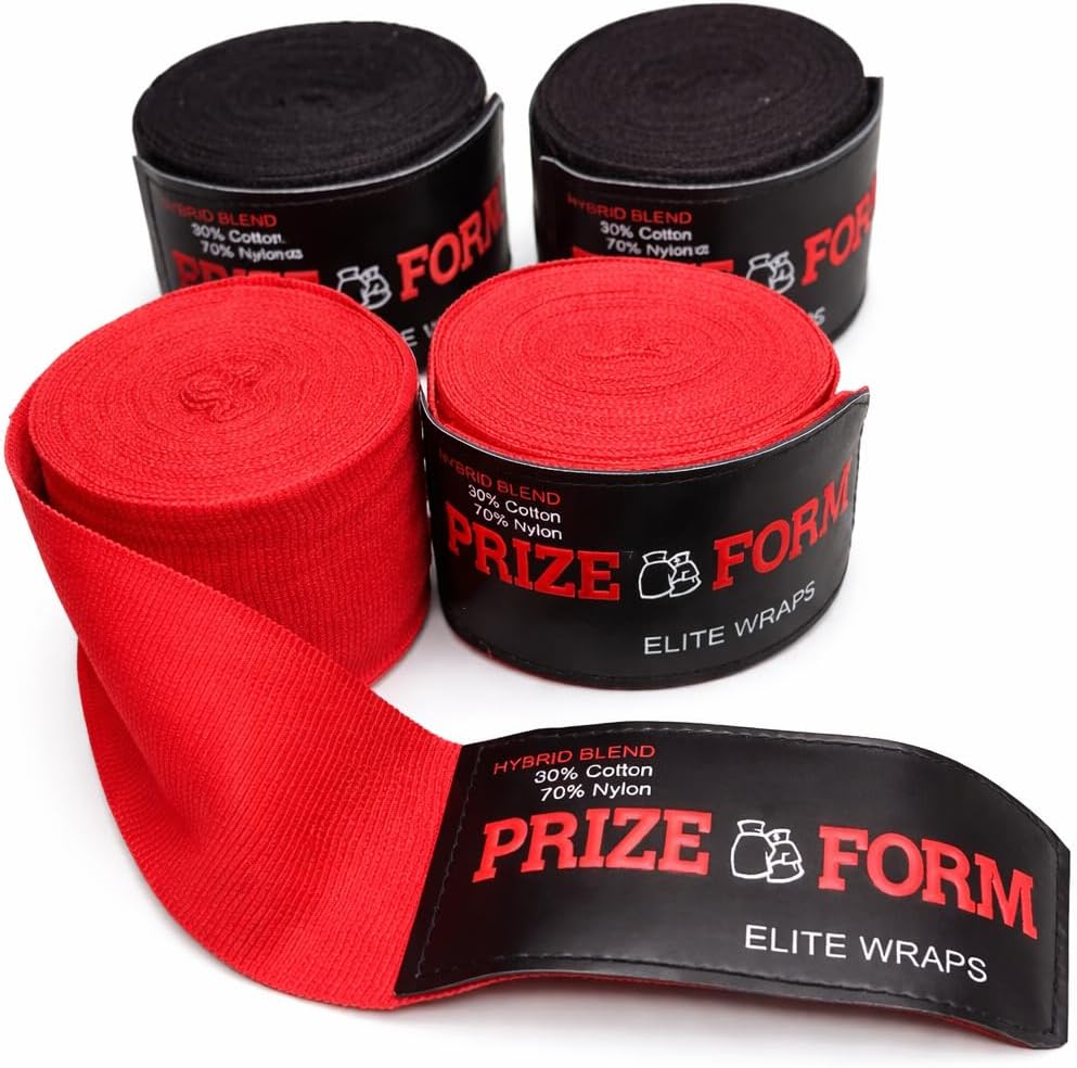 PRIZE FORM Boxing Hand Wraps - 180 Inch Hand Wraps for Boxing Gloves, Mexican Hand Wraps Boxing, 2 Pairs of Boxing Wraps, Stretch Boxing Wraps for Men and Women (Elite)
