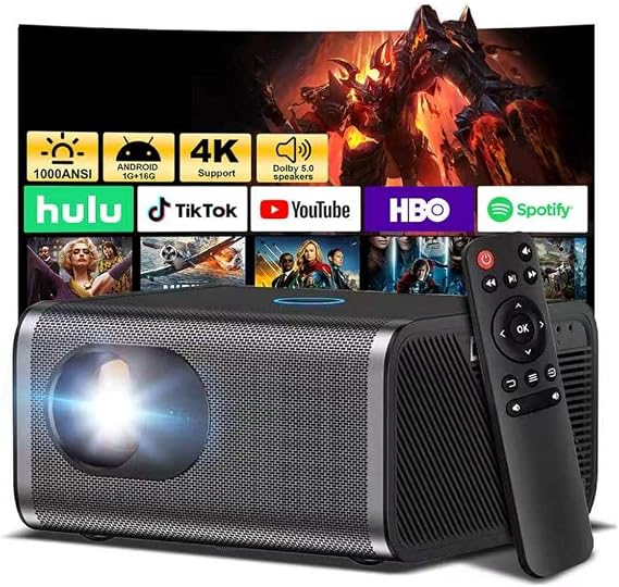 Smart Projector,Native 1080P 4K Support,1000 ANSI,Auto Focus