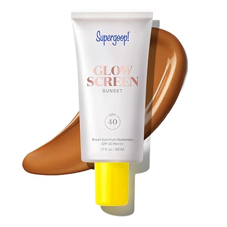 Supergoop! Glowscreen SPF 40 - Glowy Primer + Broad Spectrum Tinted Sunscreen - Helps Filter Blue Light - Hydration - Hyaluronic Acid & Vitamin B6