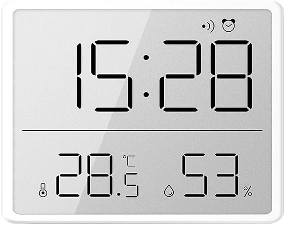 Digital Wall Clock Digital Wall Clock Large Display, Date & Temperature Humidity Sensing Perfect for Home and Office Use Battery Operated, Size:Approx.9.3x7.3x1.5cm, White8218
