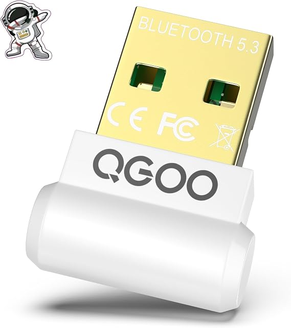 USB Bluetooth Adapter for PC - QGOO Bluetooth Dongle 5.3 EDR, WirelessReceiver for Desktop Computer Laptop Windows 8.1/10/11(white-110)