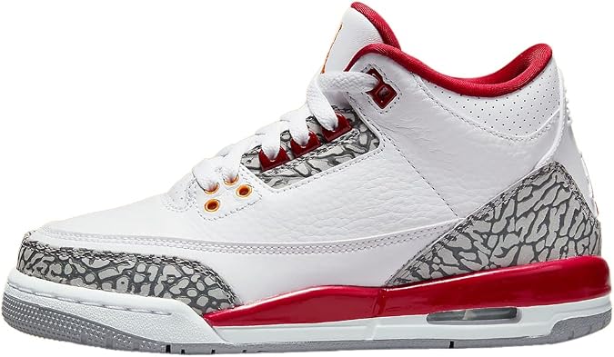 Nike boys Air Jordan 3 GS 398614 126 Cardinal, White/Light Curry/Cardinal Red, Size 4Y