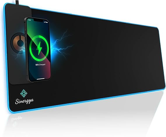 Wireless Charging RGB Gaming Mouse Pad 15W, LED XXL Mouse Pad 35.43x15.75x0.16 in, Light Modes Extra Large Mousepad Non-Slip Rubber Base Computer Keyboard Mat for Gaming, MacBook, PC, Laptop