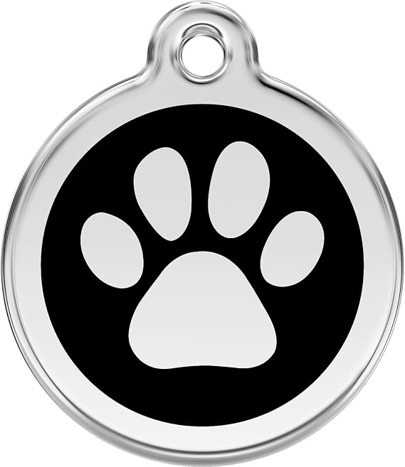 Red Dingo Personalized Paw Print Pet ID Dog Tag (Small Black)