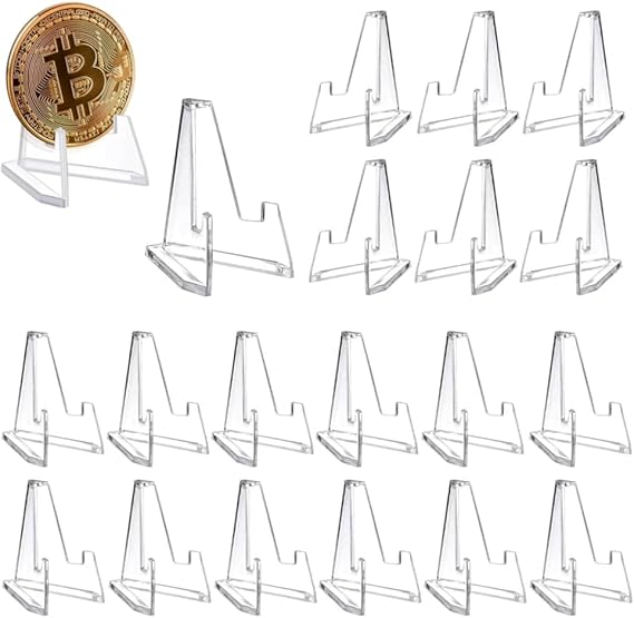Card Display Stand,20Pcs Mini Clear Coin Display Stand,Acrylic Trading Thickened Display Easel,Multifunctional Display Holder(2.13 Inch Tall)
