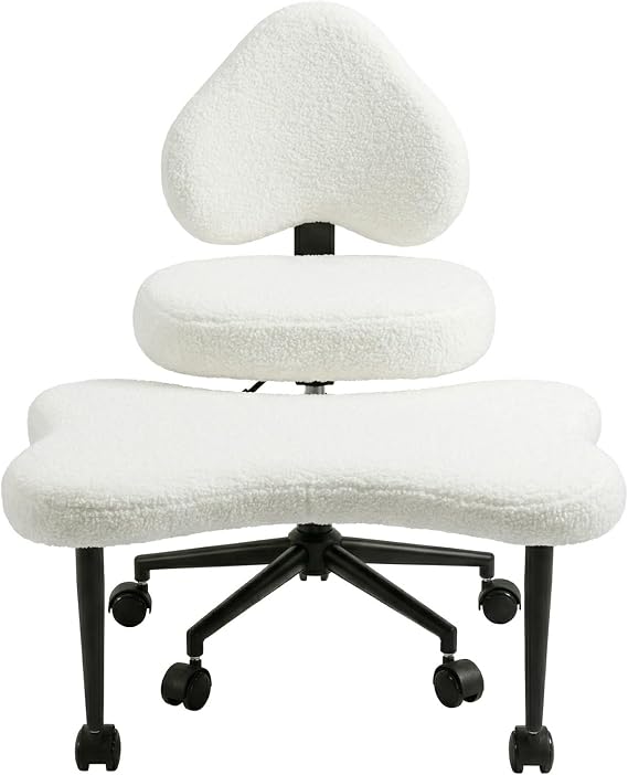 Ergonomic Cross Legged Office Chair with Wheels 360 Degree Swivel Adhd Meditations Kneeling Chair Height-Adjustable 385Lbs Capacity Lumbar Support for Fidgeting Sitting